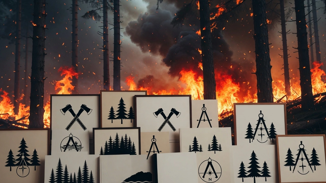 Títulos de ingeniería forestal sobre un fondo de incendios forestales.